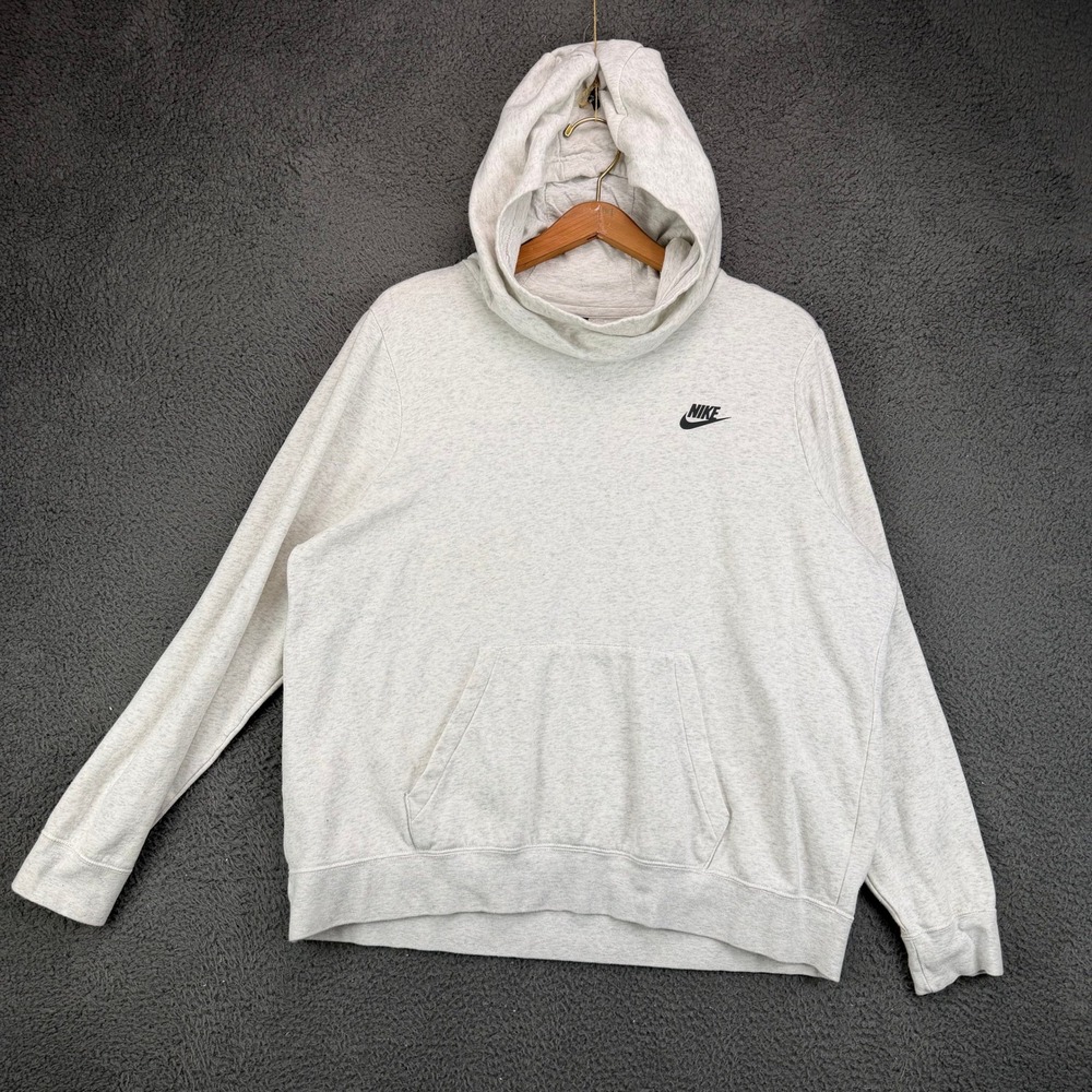 Nike Mens XL Oatmeal Heather Grey Pullover Hoodie Fleece Logo‎ Sweatshirt